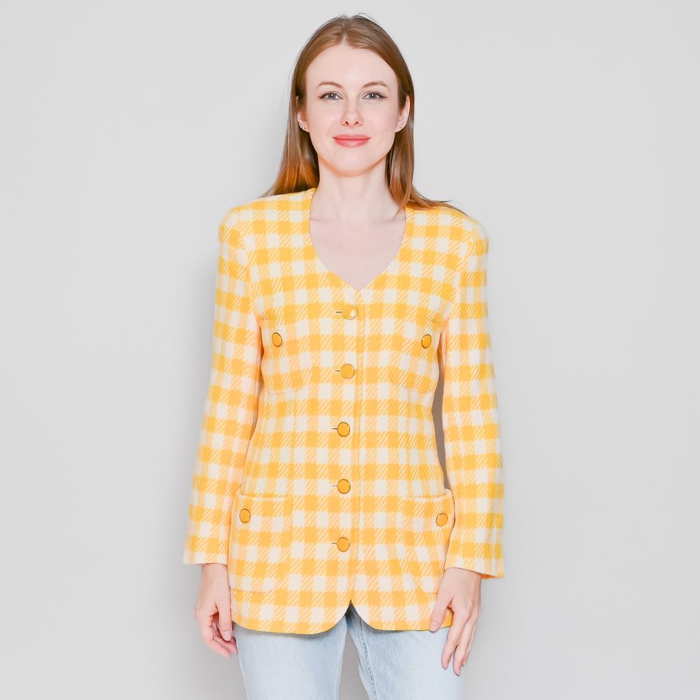 VINTAGE Clifford & WIllis Yellow Houndstooth Jacket Small